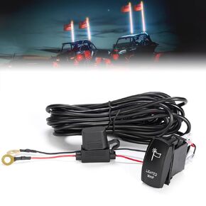 KEMIMOTO Whip Lights Rocker Switch with Wiring Harness Kit for 12V UTV ATV 10A Blade Fuse Compatible with Polaris RZR Ranger Can-Am Maverick X3 Defender CFmoto Talon KRX YXZ