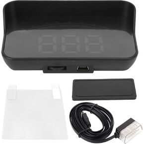 Head Up Display, Universal Car Head Up Display High Definition OBD HUD Windshield Projector Multifunction Gauge Alarm Fatigue Driving Reminder,OverSpeed Warning, Water Temperature