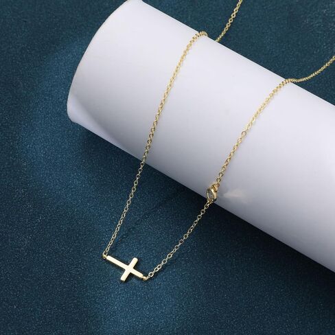 Cross Necklace for Women 14K Gold/Silver Plated Dainty Small Cross Pendant Choker Simple Trendy Cute Cross Charm Chain Necklace Religious Faith Jewelry Gift in Saudi Arabia