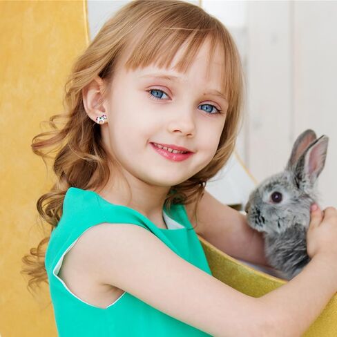 15 Pairs Stud Earrings Set :12 Pairs Unique Cartoon Flat Back Earrings & 3 Pairs Mini Hoops with Stainless Steel Posts and Screwback Earring in Kuwait