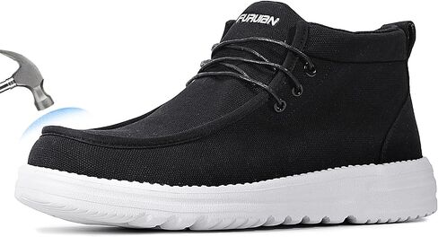 Furuian Steel Toe Shoes for Men High-top Safety Shoes for Men Lightweight Work Boots Canvas Steel Toe Sneakers Comfortable Work Loafers Zapatos De Trabajo para Hombres in Saudi Arabia