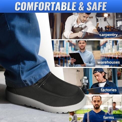 Furuian Steel Toe Shoes for Men High-top Safety Shoes for Men Lightweight Work Boots Canvas Steel Toe Sneakers Comfortable Work Loafers Zapatos De Trabajo para Hombres in Saudi Arabia