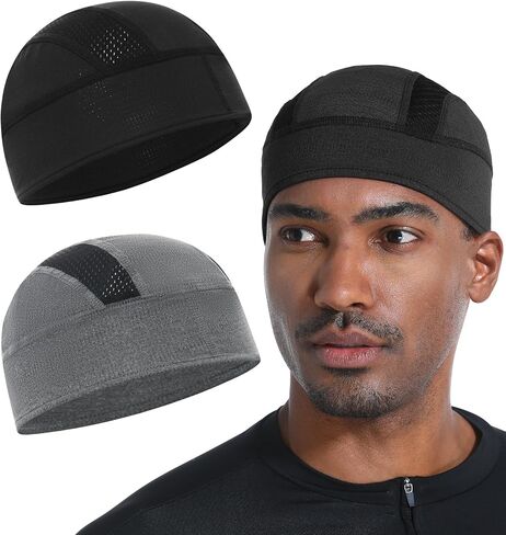 2 Pieces Skull Caps Helmet Liner for Men Women Cooling Cycling Hat Beanie for Running Fits Under Helmets in Saudi Arabia