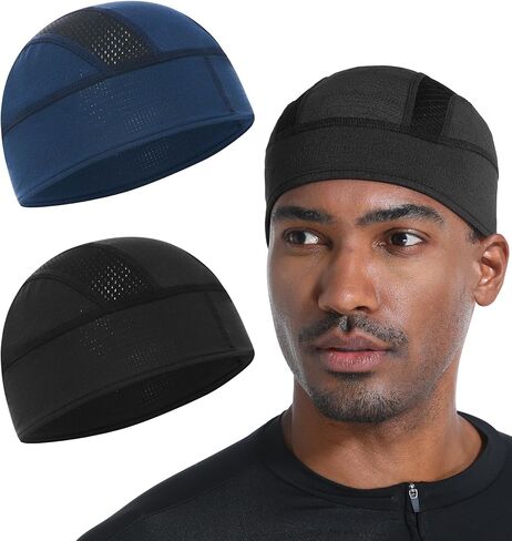 2 Pieces Skull Caps Helmet Liner for Men Women Cooling Cycling Hat Beanie for Running Fits Under Helmets in Kuwait