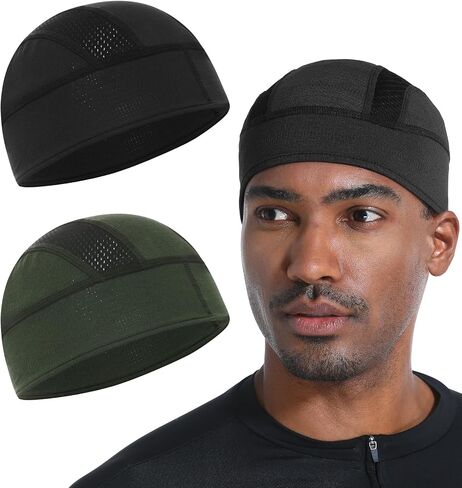 2 Pieces Skull Caps Helmet Liner for Men Women Cooling Cycling Hat Beanie for Running Fits Under Helmets in Saudi Arabia