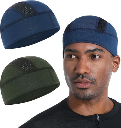 2 Pieces Skull Caps Helmet Liner for Men Women Cooling Cycling Hat Beanie for Running Fits Under Helmets in Saudi Arabia