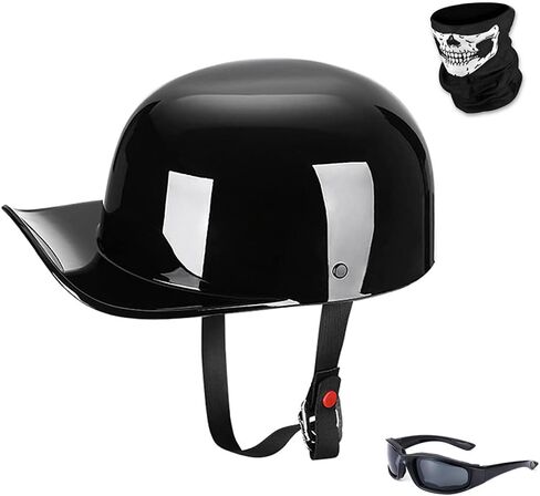 Vintage Open Face Motorcycle Helmet Retro Baseball Cap Half Helmets Men Women for Cruiser Street Scooter Moped Cap Jet with Mask Glasses - DOT Certified in Kuwait
