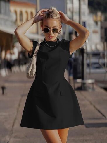DAAWENXI Women's Sexy Mock Neck Cap Sleeve Mini Dress Summer Bodycon Club Party Dresses in Kuwait