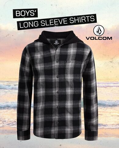 Volcom Boys Button Down Down - تنفس الأزواج الطويلة الأكمام أسفل القمصان - قميص فانيلا كلاسيكي منقوشة (4-20) in Saudi Arabia