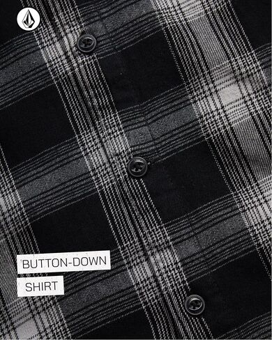 Volcom Boys Button Down Down - تنفس الأزواج الطويلة الأكمام أسفل القمصان - قميص فانيلا كلاسيكي منقوشة (4-20) in Saudi Arabia