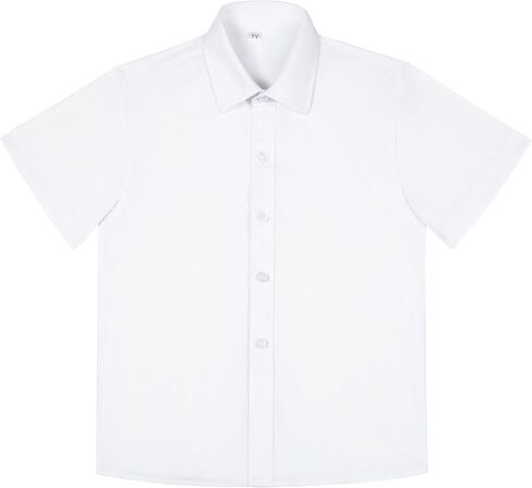 Visaccy Boys Short Sleeve Dress Shirts Button Down Solid Cotton Casual Shirt Size 2-20 Years in Saudi Arabia