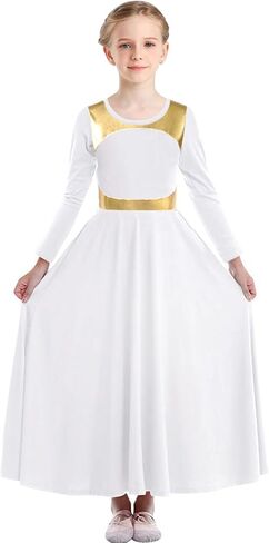 Girls Praise Dance Dress Metallic Block Rules Liturgical Worship Dance Costumes Swing Lyrical Dancewear in Saudi Arabia