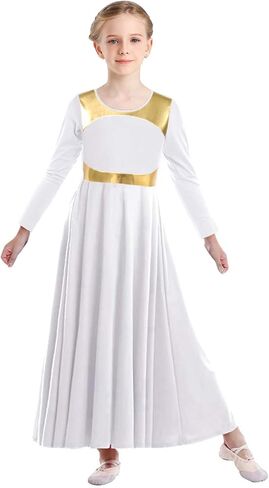 Girls Praise Dance Dress Metallic Block Rules Liturgical Worship Dance Costumes Swing Lyrical Dancewear in Saudi Arabia