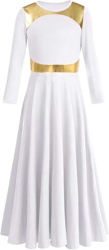 Girls Praise Dance Dress Metallic Block Rules Liturgical Worship Dance Costumes Swing Lyrical Dancewear in Saudi Arabia