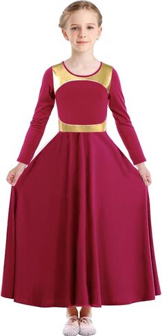Girls Praise Dance Dress Metallic Block Rules Liturgical Worship Dance Costumes Swing Lyrical Dancewear in Saudi Arabia