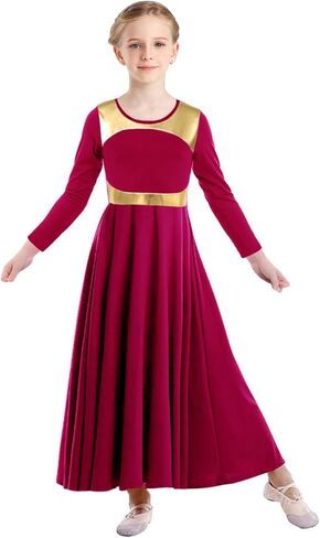 Girls Praise Dance Dress Metallic Block Rules Liturgical Worship Dance Costumes Swing Lyrical Dancewear in Saudi Arabia