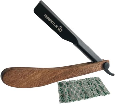 MIRACLE Straight Razors for Men, Straight Edge Razor Shaving Kit, Mens Straight Razor Compatible with Disposable Single Edge Steel Blades in Saudi Arabia