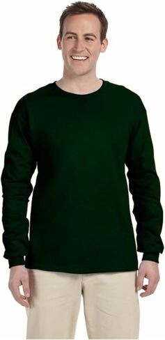 Gildan Men's DryBlend Long Sleeve T-Shirt, Style G8400, 2-Pack LRG-ForestGreen in Saudi Arabia