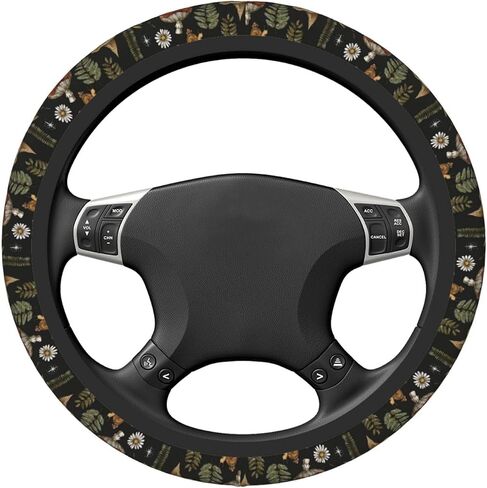 Trendy Mushroom Cute Floral Flower Steering Wheel Cover for Women Men Girls Car Accessories Decor Anti-Slip Neoprene Auto Steering Wheel Covers Protector Universal 15 Inch in Saudi Arabia