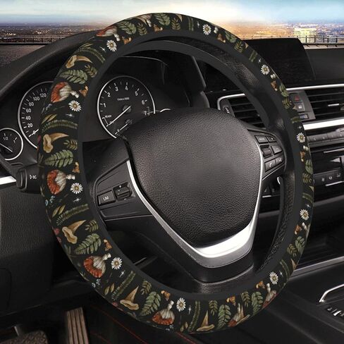 Trendy Mushroom Cute Floral Flower Steering Wheel Cover for Women Men Girls Car Accessories Decor Anti-Slip Neoprene Auto Steering Wheel Covers Protector Universal 15 Inch in Saudi Arabia