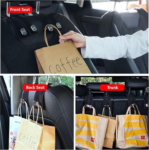 Car Storage Organizer, Multifunctional Car Seat Back Storage Box with 2 Cup Holders, Tissue Box and Hook - Ideal for Kids and Travel (Black) in Saudi Arabia