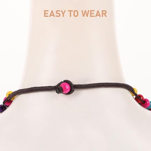 Boho Long Necklace for Women Layered Boho Wood Beads Choker Necklace Boho Shell Necklace Wood Bead Collar Necklace in Saudi Arabia