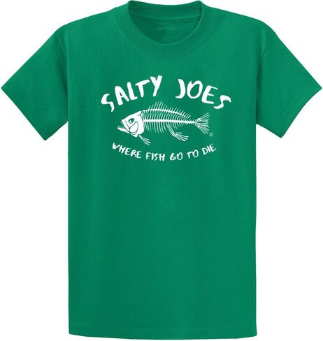Salty Joe's Where Fish Go to Die Logo Cotton T-Shirts Regular Big and Tall in Saudi Arabia