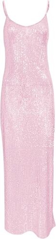 BOLLEY JOSS Women's Sequins Midi Dress Sexy Spaghetti Strap Long Dress in Saudi Arabia