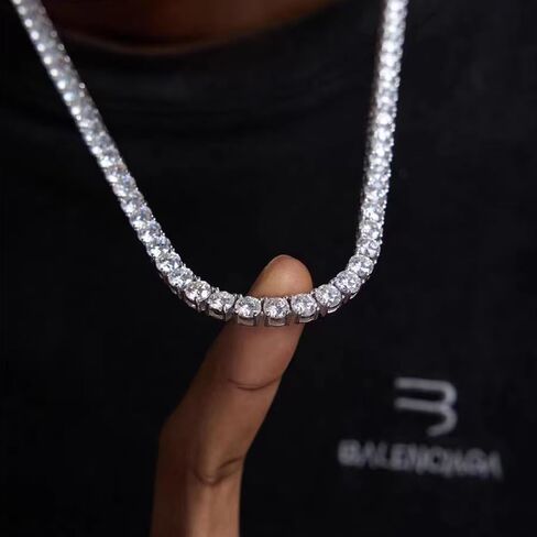 4mm Tennis Necklace for Women - 18K White Gold Plated Hypoallergenic, Round 5A Cubic Zirconia Faux Diamond Tennis Chain, 16/18/20/22 Inch for Men and Women in Saudi Arabia
