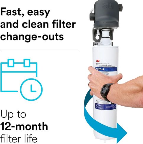 3M Water Filtration Replacement Cartridge for Commercial Ice Maker Machines HF20-S for High Flow Series ICE120-S, Reduces Sediment, Chlorine Taste and Odor, Cysts, Inhibits Scale in Saudi Arabia