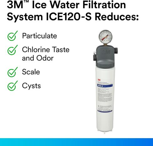 3M Water Filtration Replacement Cartridge for Commercial Ice Maker Machines HF20-S for High Flow Series ICE120-S, Reduces Sediment, Chlorine Taste and Odor, Cysts, Inhibits Scale in Saudi Arabia