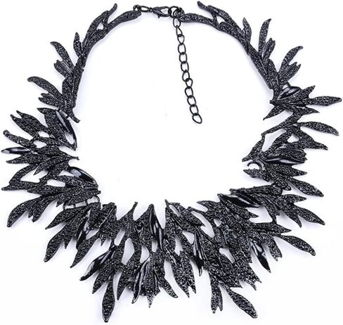 Fasund BIB NETLACE Black Leaf Rllar Twlar بيان قلادة أزياء الأزياء المجوهرات للنساء قلادة عتيقة in Saudi Arabia