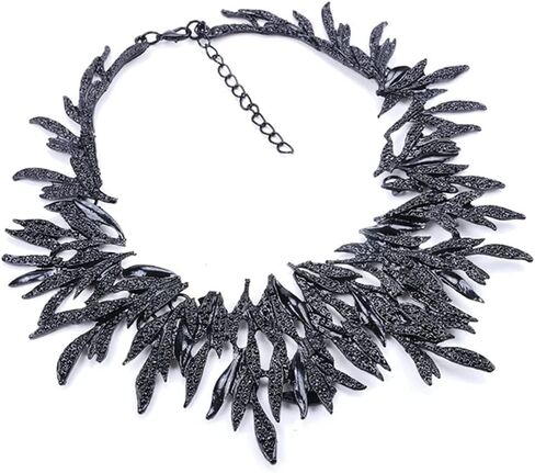 Fasund BIB NETLACE Black Leaf Rllar Twlar بيان قلادة أزياء الأزياء المجوهرات للنساء قلادة عتيقة in Saudi Arabia