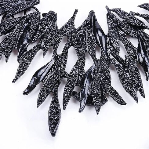 Fasund BIB NETLACE Black Leaf Rllar Twlar بيان قلادة أزياء الأزياء المجوهرات للنساء قلادة عتيقة in Saudi Arabia