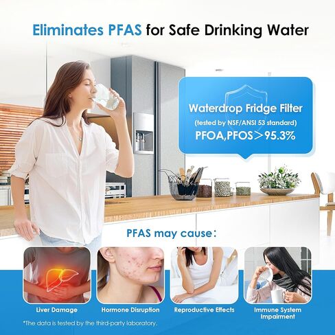 فلتر مياه للثلاجة Waterdrop Plus 5231JA2002A معتمد من NSF 401&53&42، بديل لـ LG® LT500P®، ADQ72910911، ADQ72910901، Kenmore 9890، GEN11042FR-08، 3 فلاتر in Saudi Arabia