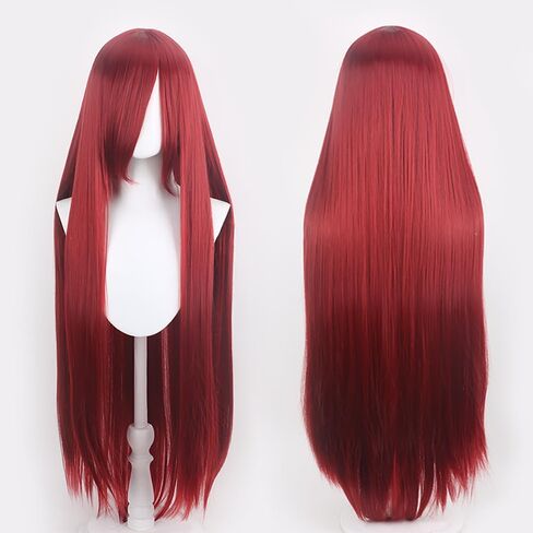 40IN Long Black Straight Wig Anime Fashion Women's Cosplay Role Play with Bangs for Halloween Comics comic con with Wig Cap Heat Resistant (Black) in Saudi Arabia