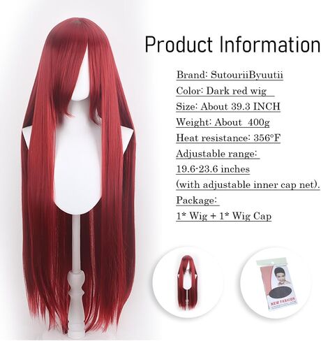 40IN Long Black Straight Wig Anime Fashion Women's Cosplay Role Play with Bangs for Halloween Comics comic con with Wig Cap Heat Resistant (Black) in Saudi Arabia