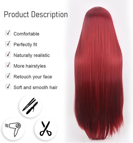 40IN Long Black Straight Wig Anime Fashion Women's Cosplay Role Play with Bangs for Halloween Comics comic con with Wig Cap Heat Resistant (Black) in Saudi Arabia