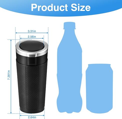 Car Trash Can Bin with Lid, 2 Packs Mini Leakproof Garbage Can for Vehicle, Cup Holder Trash Can, Small Trash Bin for Cars, Home, Bedroom, Office(Black) in Kuwait