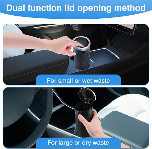 Car Trash Can Bin with Lid, 2 Packs Mini Leakproof Garbage Can for Vehicle, Cup Holder Trash Can, Small Trash Bin for Cars, Home, Bedroom, Office(Black) in Kuwait
