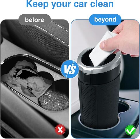 Car Trash Can Bin with Lid, 2 Packs Mini Leakproof Garbage Can for Vehicle, Cup Holder Trash Can, Small Trash Bin for Cars, Home, Bedroom, Office(Black) in Kuwait