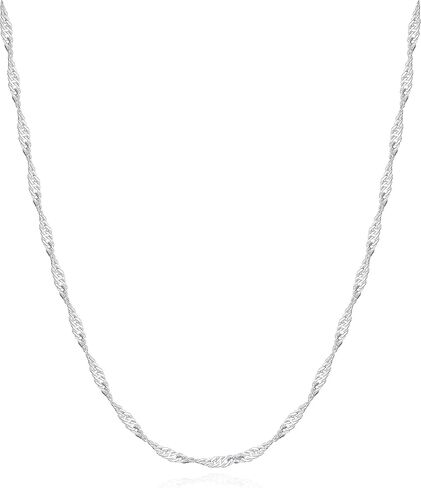 925 Sterling Silver Singapore Chain Lobster Clasp Paperclip Necklace for Women Sparkling Chain 2mm2.5mm3mm4mm5mm Gifts for Her in Saudi Arabia