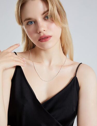 925 Sterling Silver Singapore Chain Lobster Clasp Paperclip Necklace for Women Sparkling Chain 2mm2.5mm3mm4mm5mm Gifts for Her in Saudi Arabia