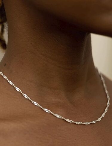 925 Sterling Silver Singapore Chain Lobster Clasp Paperclip Necklace for Women Sparkling Chain 2mm2.5mm3mm4mm5mm Gifts for Her in Saudi Arabia