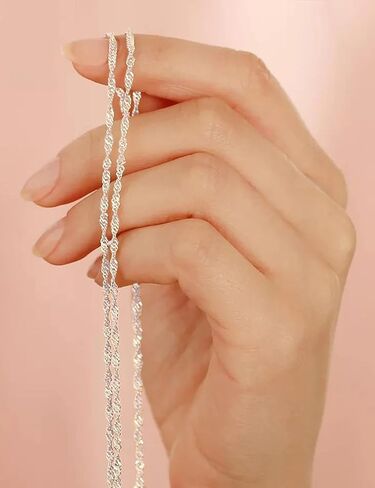 925 Sterling Silver Singapore Chain Lobster Clasp Paperclip Necklace for Women Sparkling Chain 2mm2.5mm3mm4mm5mm Gifts for Her in Saudi Arabia