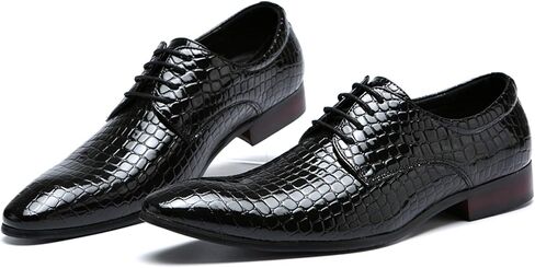 Oxford Dress Shoes Men Pointed-Toe Italy Alligator Patent Leather Lace-up Wedding Formal Derby Shoes in Saudi Arabia