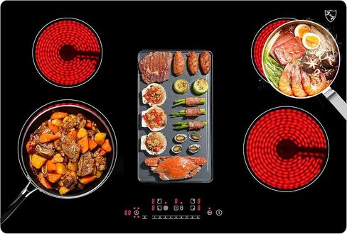 K&H 5 Burner 30 Inch Built-in Electric Stove Top Radiant Ceramic Cooktop Touch Control 240V 8600W CE30-8608 in Saudi Arabia