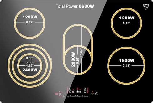 K&H 5 Burner 30 Inch Built-in Electric Stove Top Radiant Ceramic Cooktop Touch Control 240V 8600W CE30-8608 in Saudi Arabia