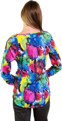 Printed Crinkle Mesh Blouse - Designer Hand-Finished Shirts for Women in Kuwait