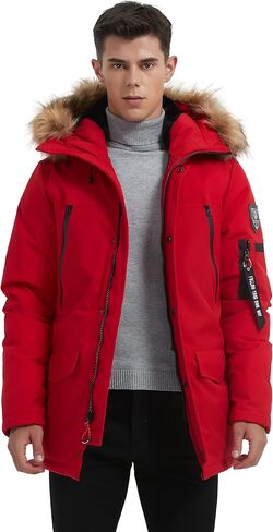 موليمسكس جاكيت باركا شتوي دافئ للرجال مع غطاء للراس بحواف من فرو صناعي XS-3XL in Kuwait